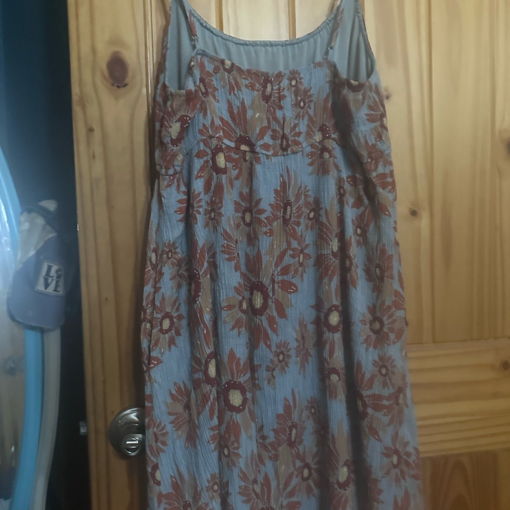 Blue and Orange Embellished Sleeveless Sundress